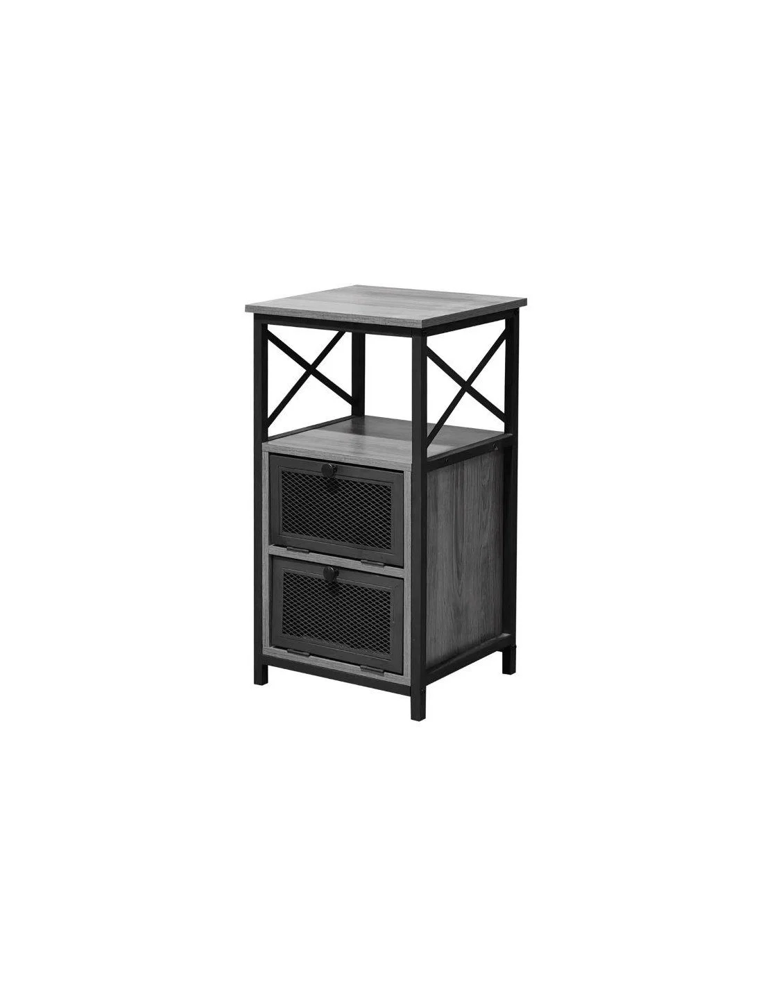 COMODINO INDUSTRIAL 2 ANTE A  RIBALTA 40X35X75H GRIGIO
