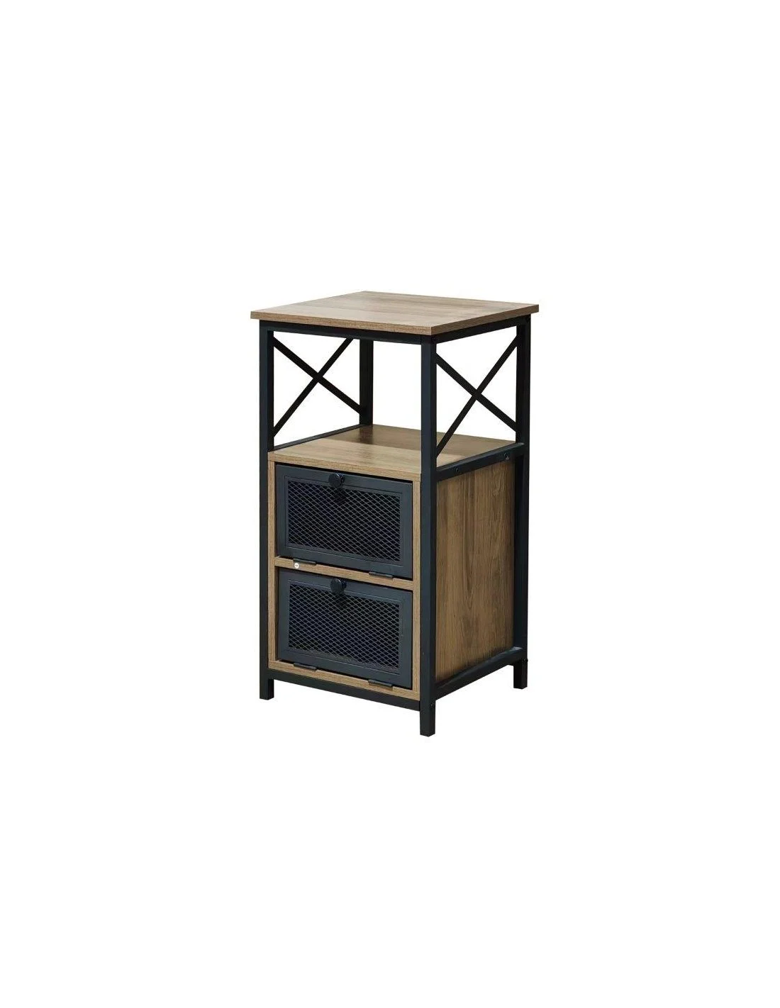 COMODINO INDUSTRIAL 2 ANTE A  RIBALTA 40X35X75H QUERCIA