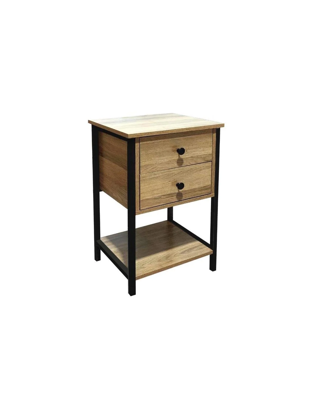 COMODINO INDUSTRIAL CON CASSETTO 40X35X65H QUERCIA