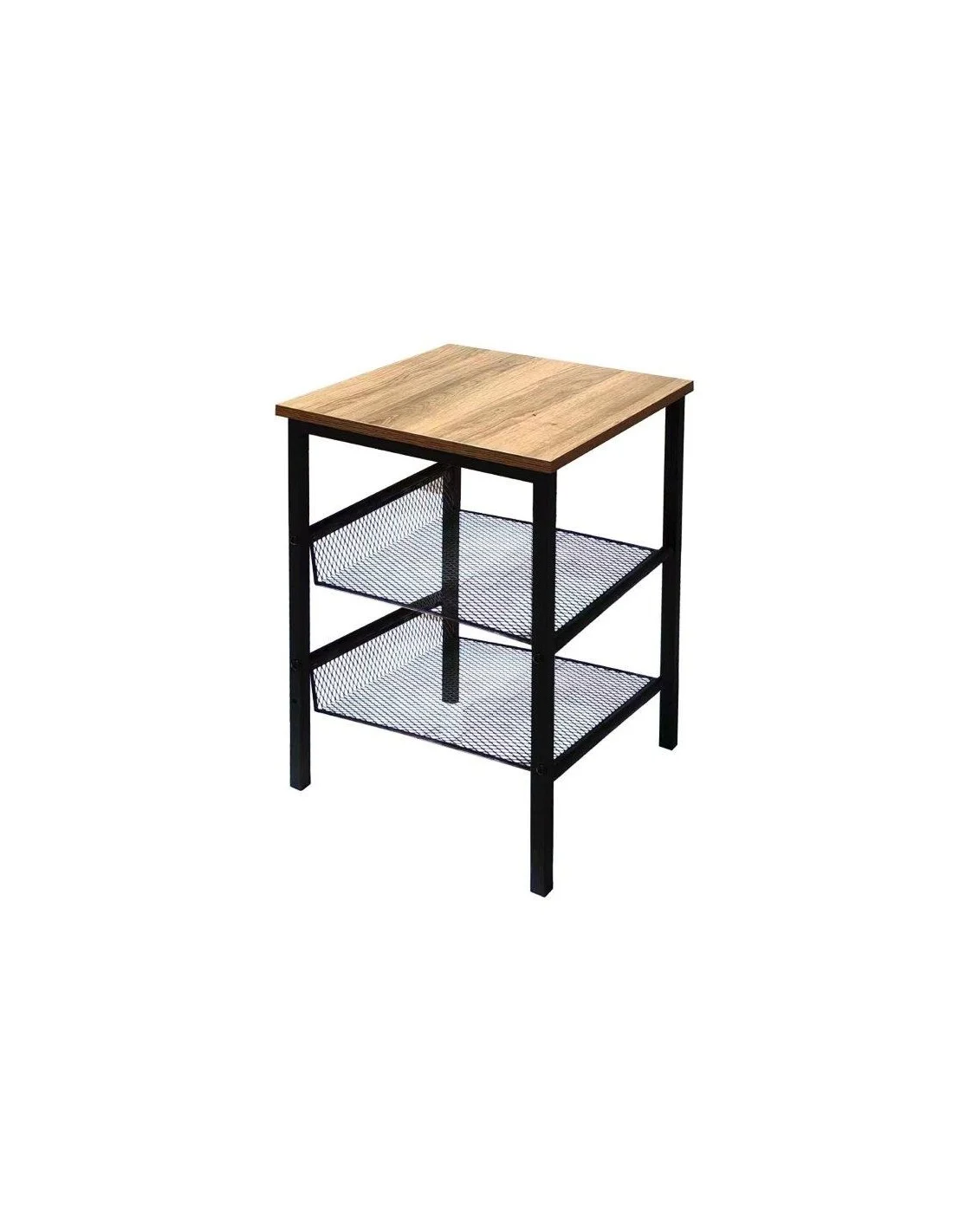 COMODINO INDUSTRIAL 2 RIPIANI 40X40X55H QUERCIA