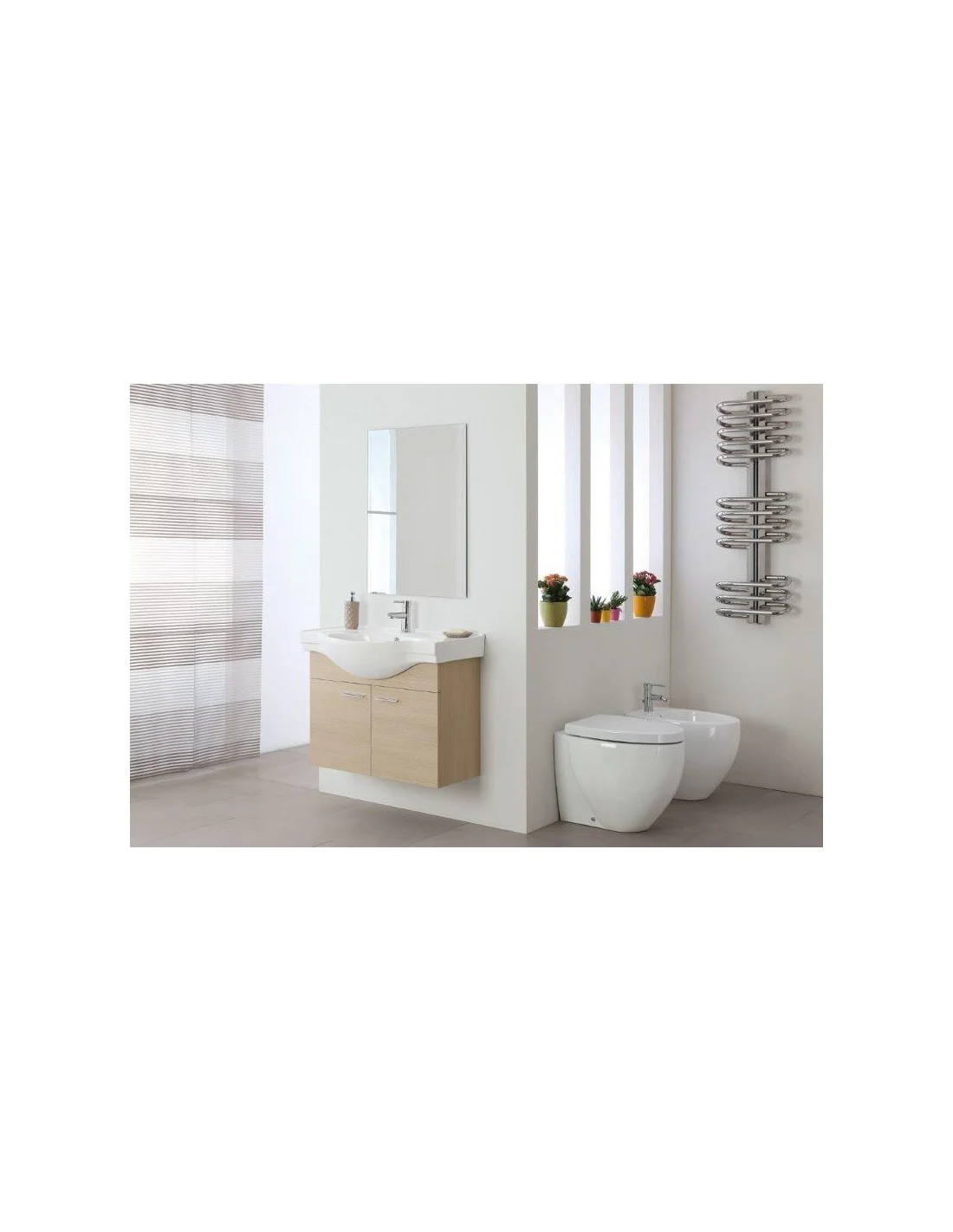 COMPOSIZIONE BAGNO SOSPESA IN NOBILITATO MELAMINICO 18MM COLORE LARICE