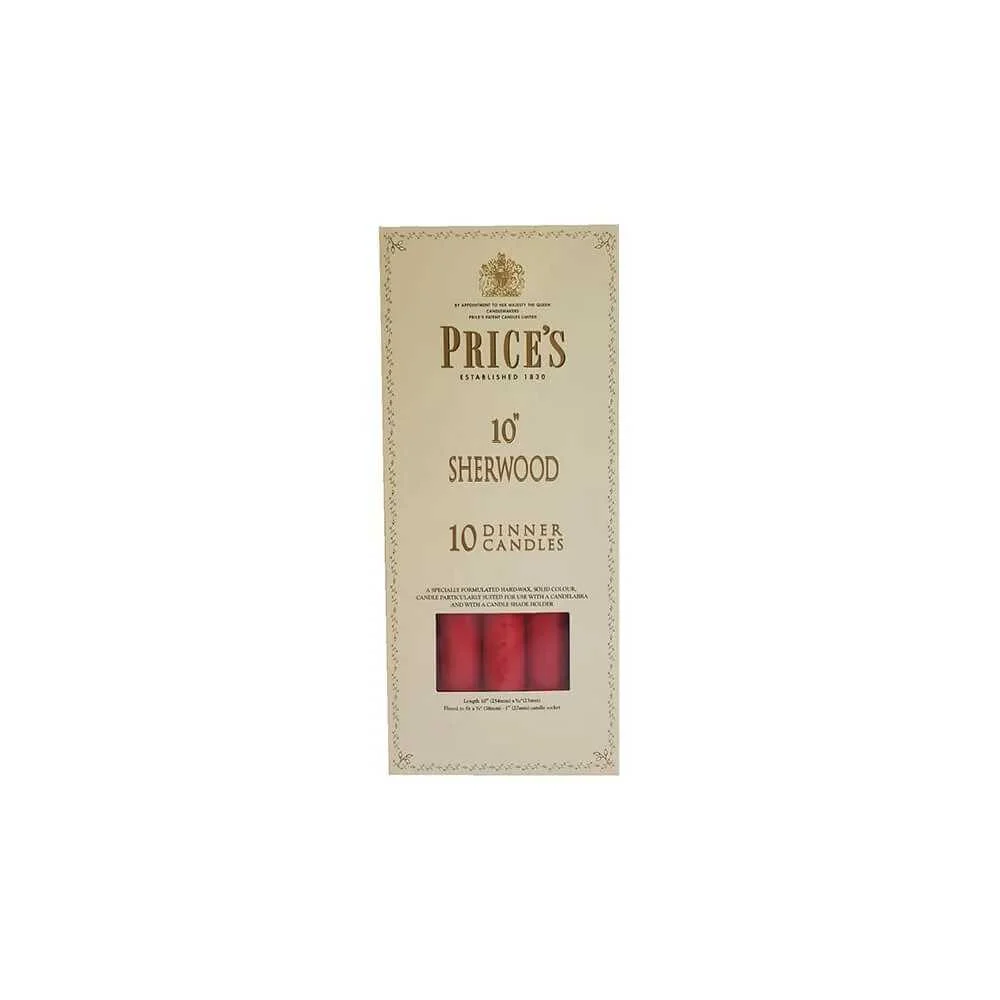 Confezione 10 Candele Sherwood Rosse 25 cm Price's