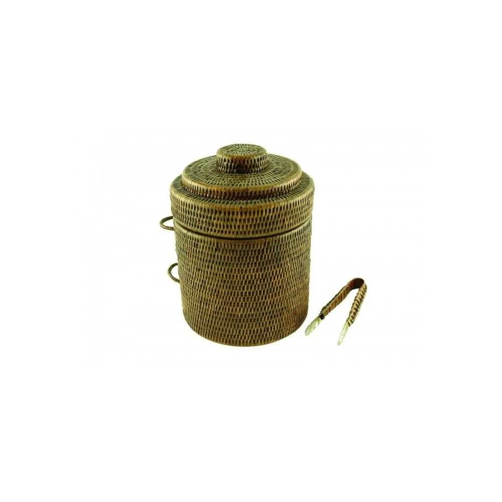 Contenitore Termico Ghiaccio con Pinza in Rattan 20x21 cm