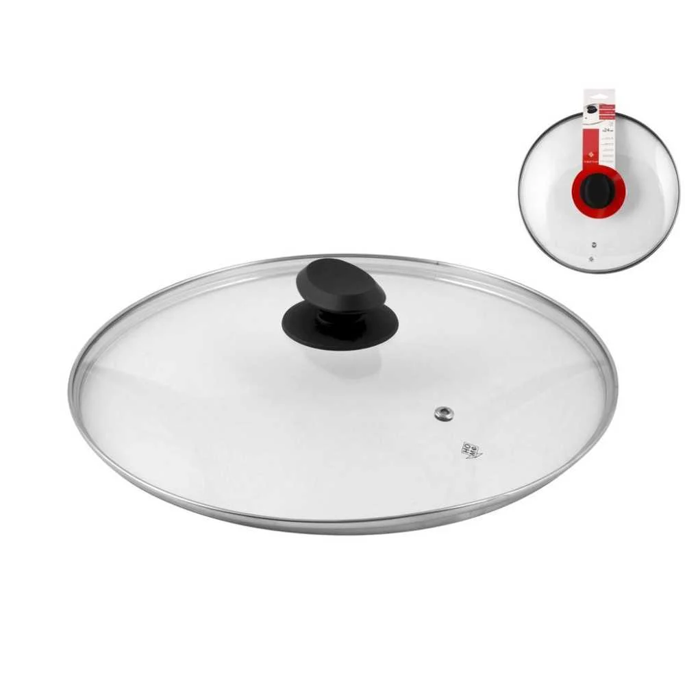 Coperchio in Vetro con Bordo Inox Ø 24 cm