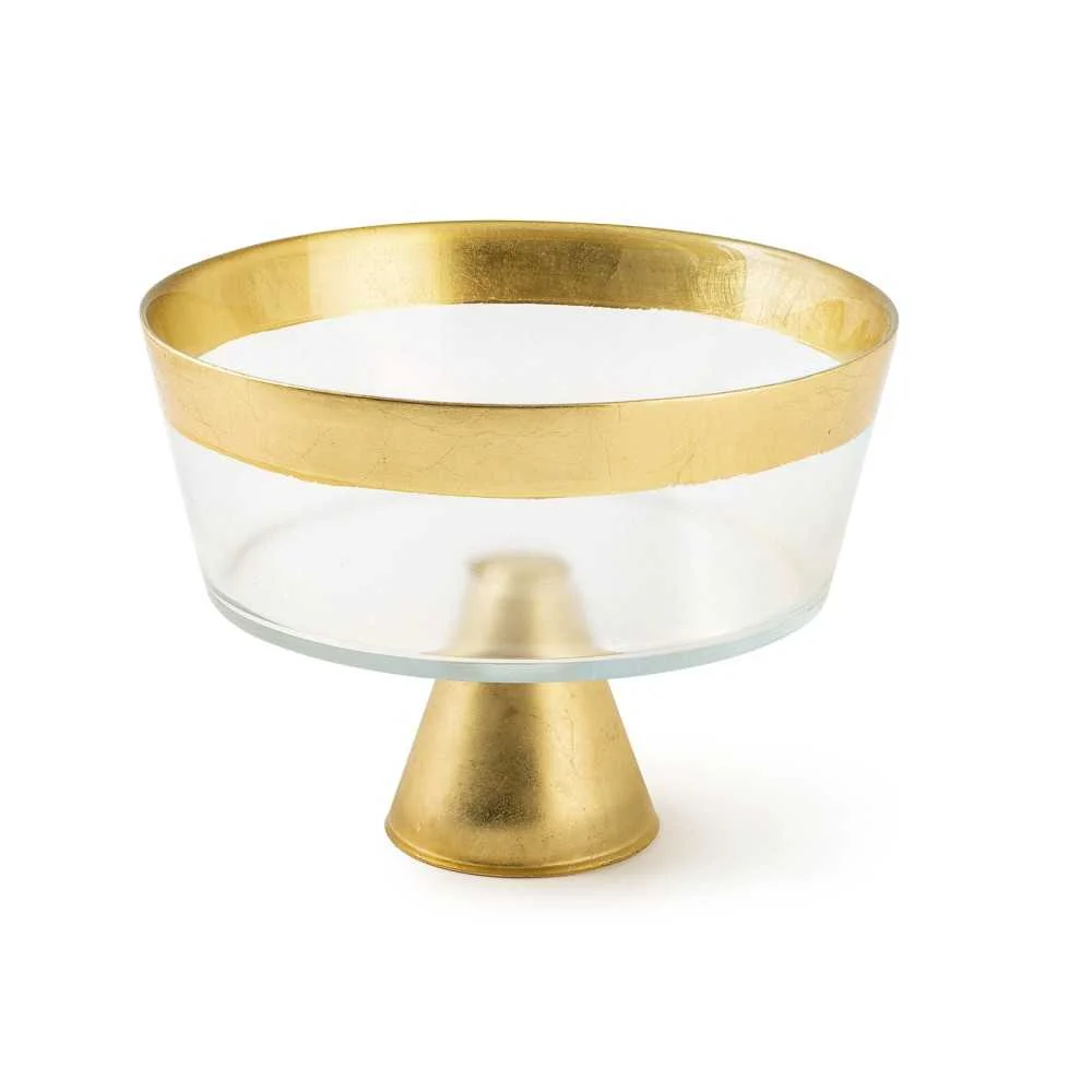 Coppa in Vetro con Bordo Oro 21 cm  Eleganza Preziosa