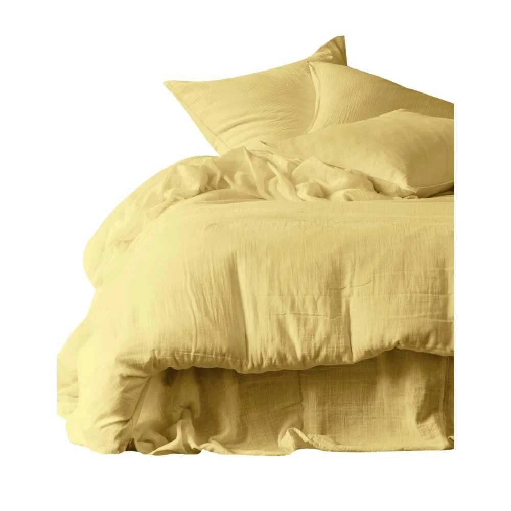 Copripiumino matrimoniale 240x220 in cotone garzato – Giallo Paille