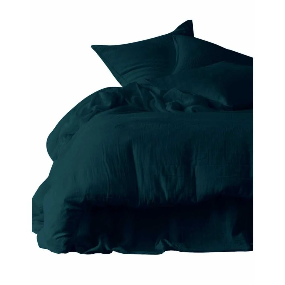 Copripiumino matrimoniale 240x220 in garza di cotone – Bleu de Prusse