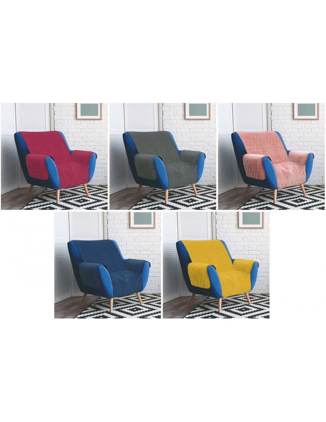 COPRIPOLTRONA EFFETTO VELLUTO 159X183CM 5 COLORI ASSORTITI