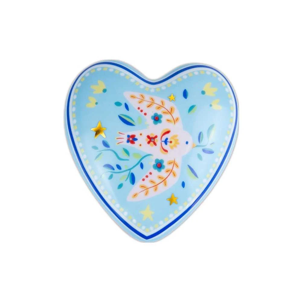 Cuore Grande in Porcellana 12 x 11,5 cm “Uccellino” Baci Milano