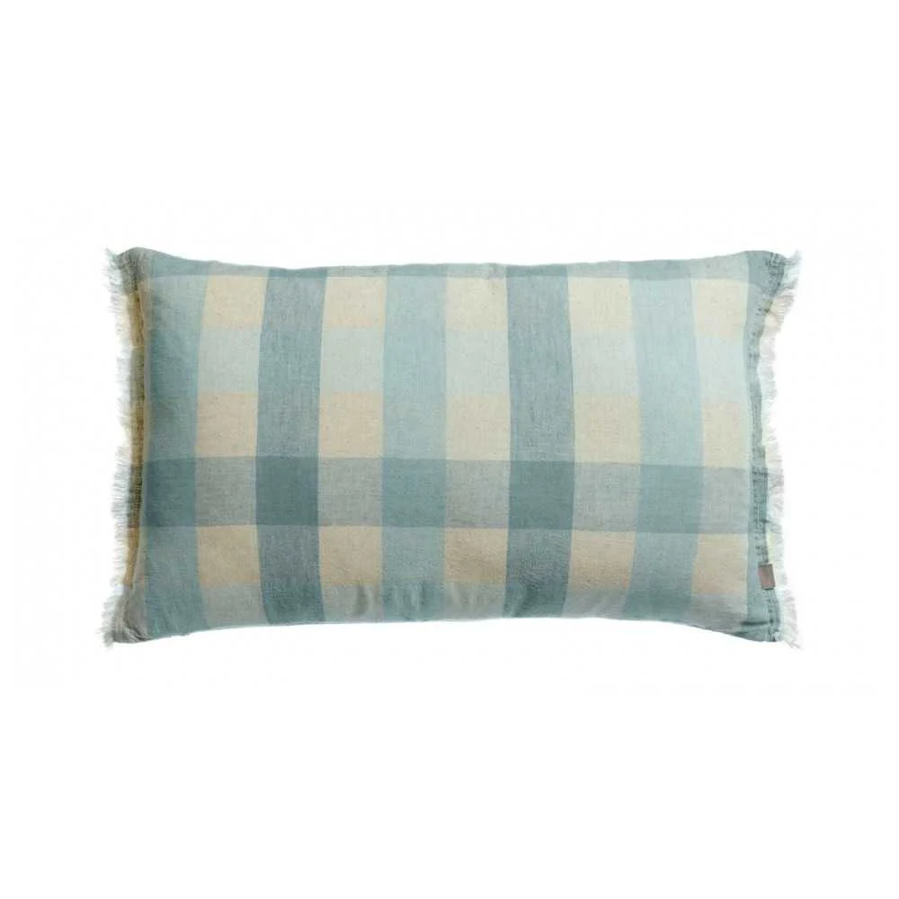 Cuscino Stampato Blu Myosotis 40x65 cm – Lino Riciclato