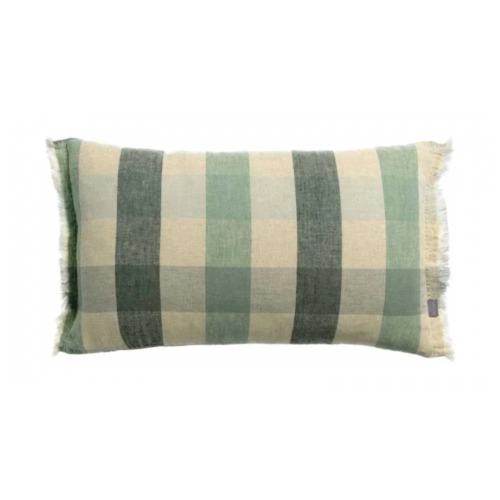 Cuscino Verde Thym 30x50 cm – Stampa Moderna in Lino Riciclato