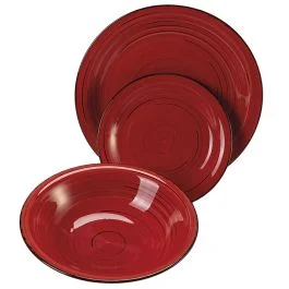 Servizio piatti 3 pezzi in gres, Lipari Rosso