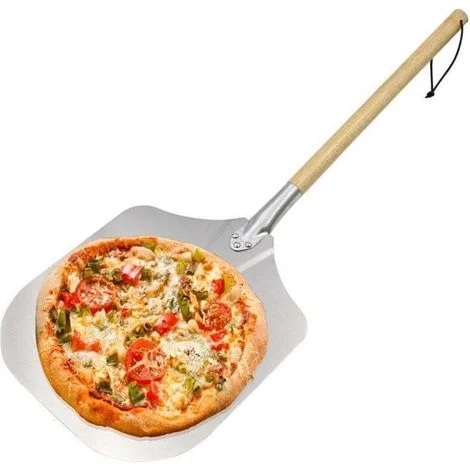 Pala per pizza professionale da 35 cm – Alluminio con manico in legno – Per forni a legna e pietre per pizza – Spatola antiscivolo