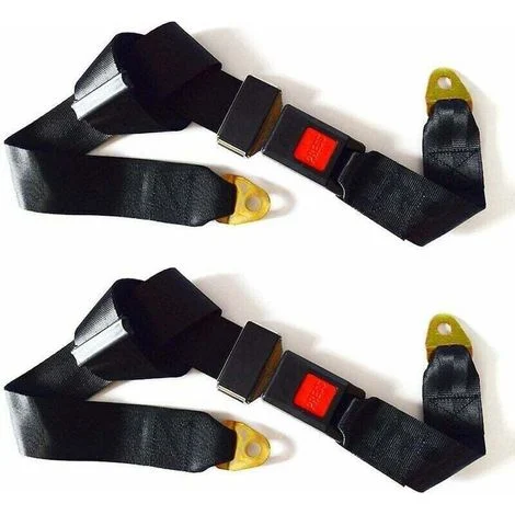 Vtizikl Lot de 2 ceintures de sécurité universelles réglables 2 points de harnais de sécurité réglables ceinture de sécurité simple double - noir