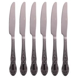 Set 6 coltelli in acciaio inox, nero lucido, Wonderland