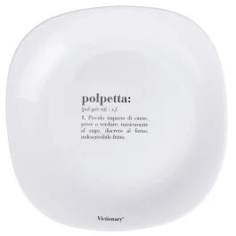 Piatto piano quadrato in vetro opalino, bianco, Victionary Polpetta