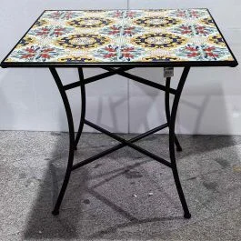 Tavolo quadrato da esterno 83x83x75 cm in ferro e ceramica, Vietri Esté