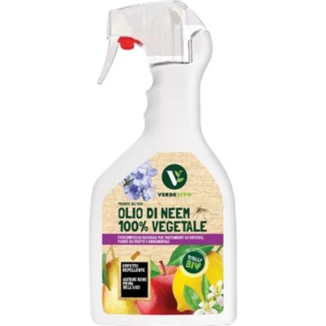 Insetticida spray 750 ml a base di olio di neem in soluzione acquosa per piante Verdevivo