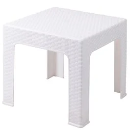 Tavolino basso da esterno 43x43 cm effetto rattan, bianco, Esté