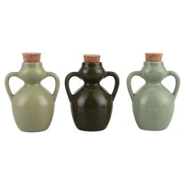 Anfora mini oliera 107 ml in ceramica e sughero, Greenery
