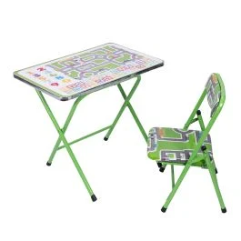 Tavolo e sedia per bambini, decoro pista automobiline, Sibilla