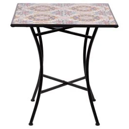 Tavolo quadrato da esterno 70x70 cm in ferro e ceramica, Vietri Esté