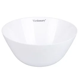 Insalatiera tonda in vetro opalino, bianco, Victionary