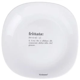 Piatto piano quadrato in vetro opalino, bianco, Victionary Frittata
