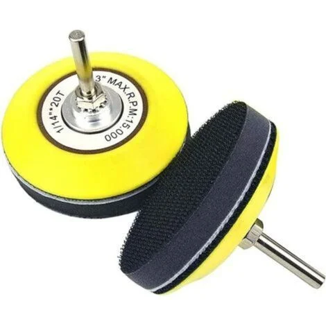 Platorello abrasivo con velcro da 75 mm – Confezione da 2 dischi abrasivi in velcro per trapano o smerigliatrice angolare, mandrino da 1/4″