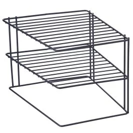 Mensola angolare 2 ripiani in ferro 24,5x23,5x20 cm, nero satinato