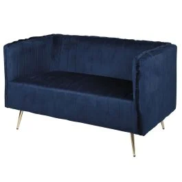 Divano vintage 2 posti 126x75x82cm, blu, Sibilla