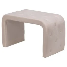 Panca arredo ad arco, rivestimento effetto velluto trapuntato, 75x40x46 cm, avorio, More Amor