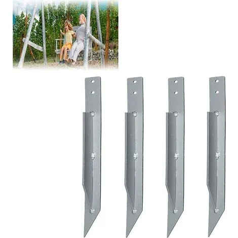 Ancoraggi a terra in 4 pezzi per altalene, ancoraggi da giardino, fissaggi per altalene, resistenti all'usura, zincati, antivento, impermeabili, 440 mm