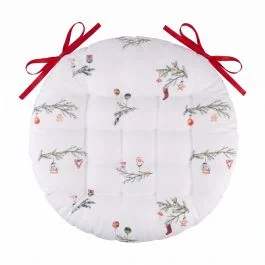 Cuscino sedia natalizio tondo con laccetti 40 cm, Rametto