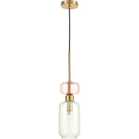 Lampada a sospensione Molly vetro verde/rosa E14 Milagro