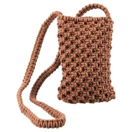 Mini bag da spiaggia con tracolla, intrecciata 13x20 cm, mocha mousse, Macramè