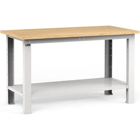 banco da lavoro garage fisso fami "work" in legno di faggio e lamiera grigio chiaro 150x75x88,2 cm