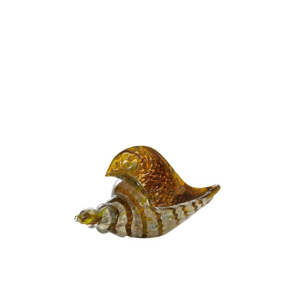 Decorazione Conchiglia in Vetro Verde Oliva 22x10x12 cm