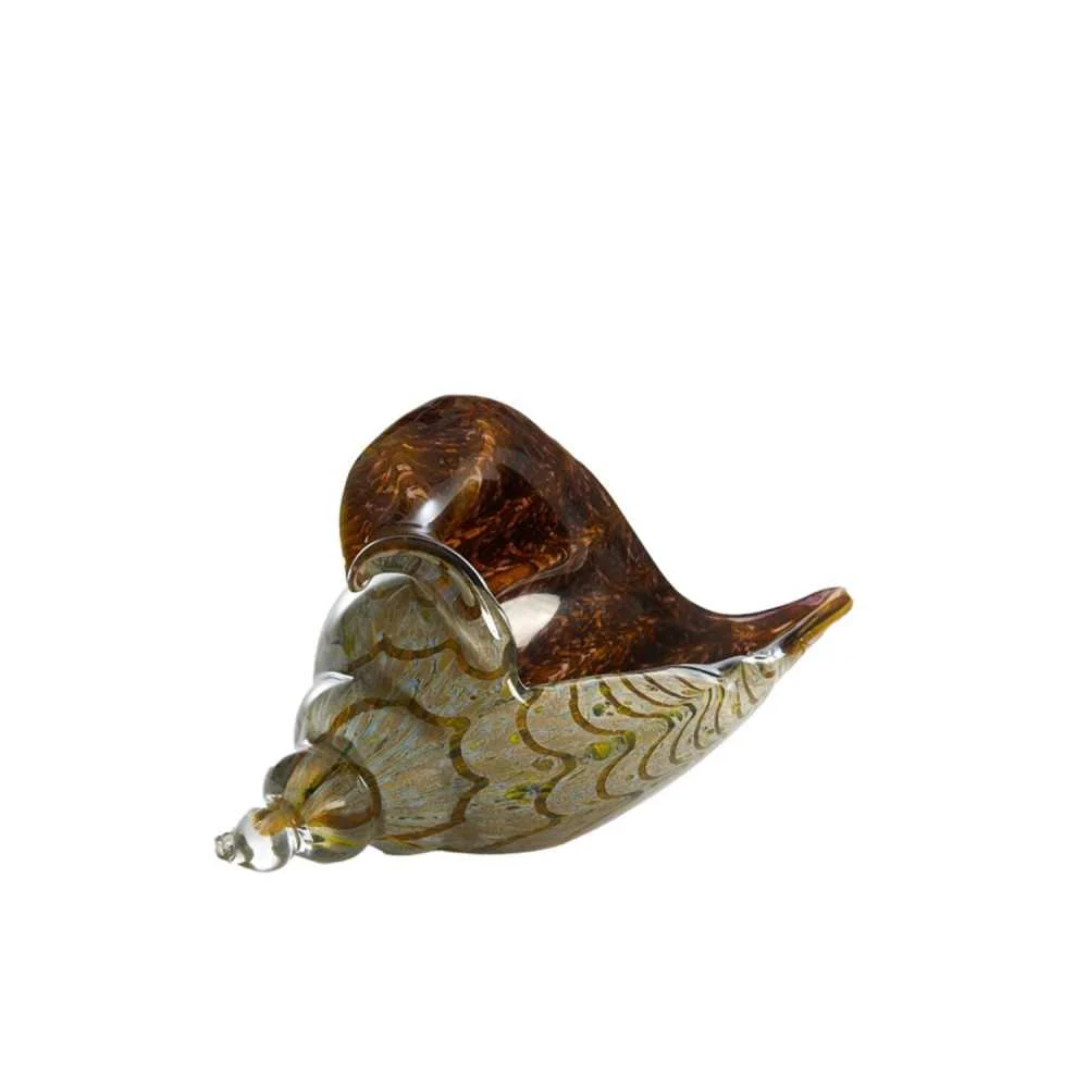 Decorazione Conchiglia in Vetro Verde Oliva 28x12x16 cm
