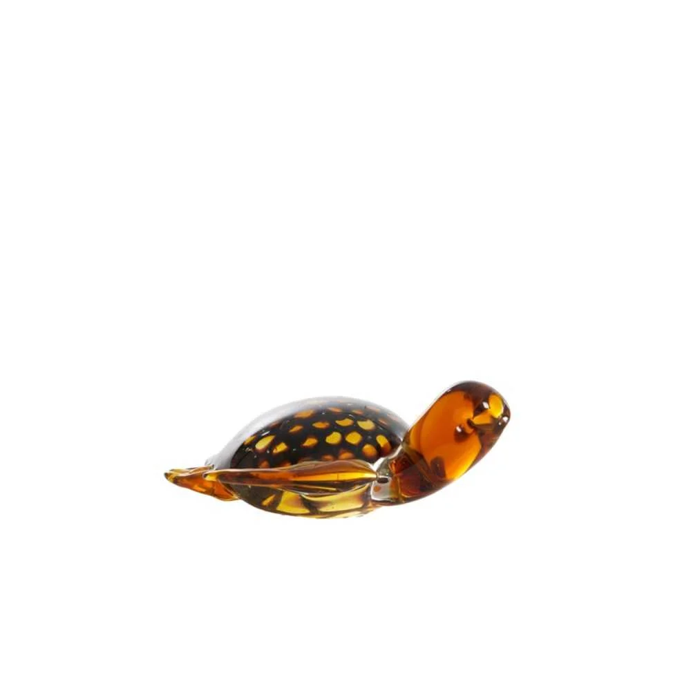 Decorazione TARTARUGA in Vetro Ambra 15,5x14,5x7 cm