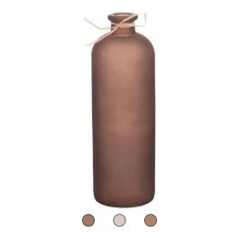 Vaso alto da arredo in vetro riciclato matt con rafia h. 33 cm, Sibilla