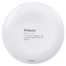 Piatto piano tondo in vetro opalino, bianco, Victionary Frittata