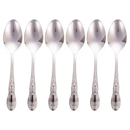 Set 6 cucchiai in acciaio inox, silver lucido, Wonderland