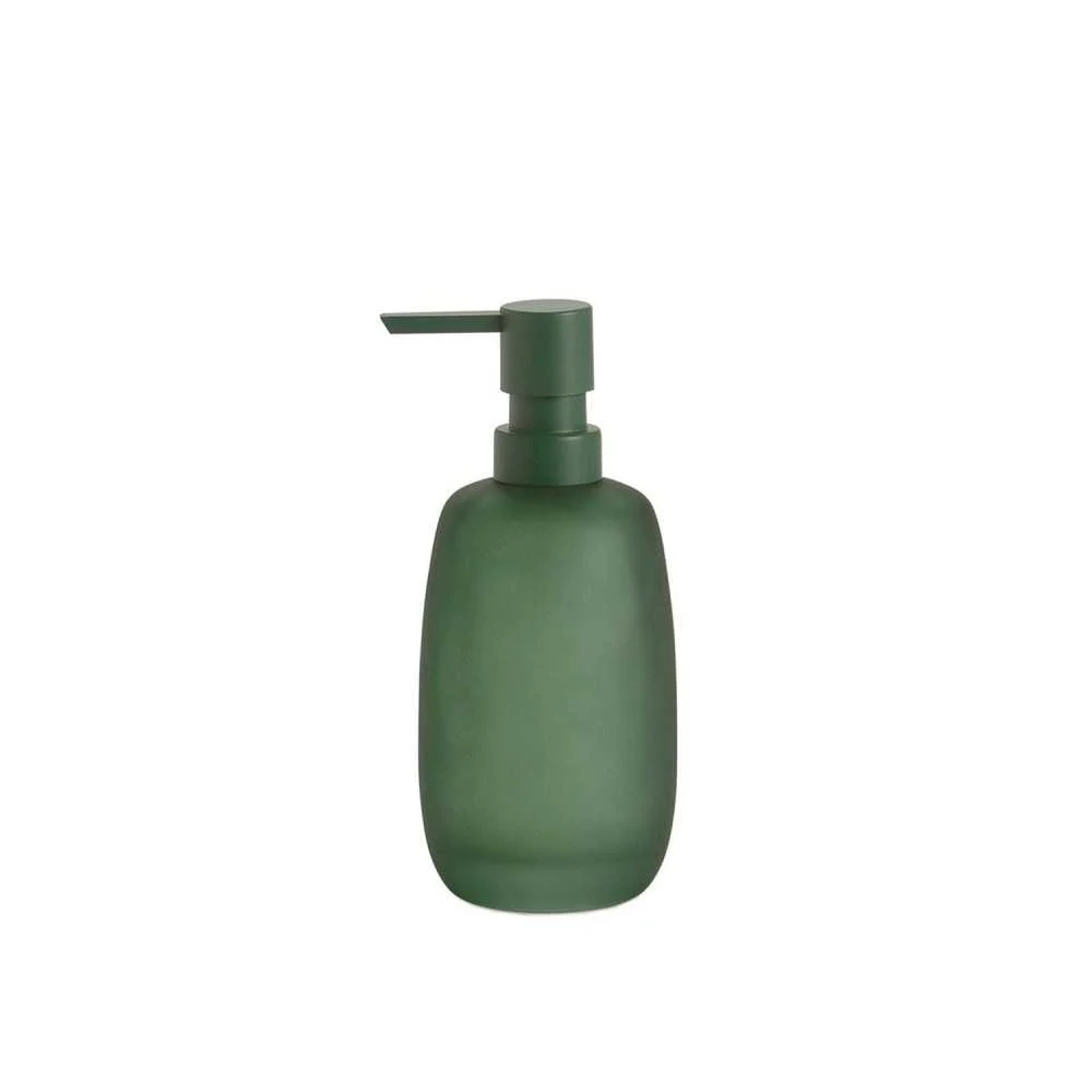 Dispenser Sapone in Vetro Verde Opaco Ø8xH18 cm – Eleganza Naturale per il Bagno