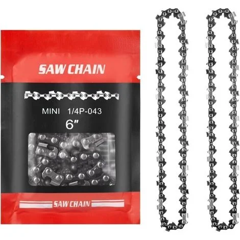 catene di ricambio per mini motosega elettrica da 6 pollici, catena per motosega a 37 maglie di trasmissione, passo da 1/4", lunghezza di taglio effettiva di 15 cm