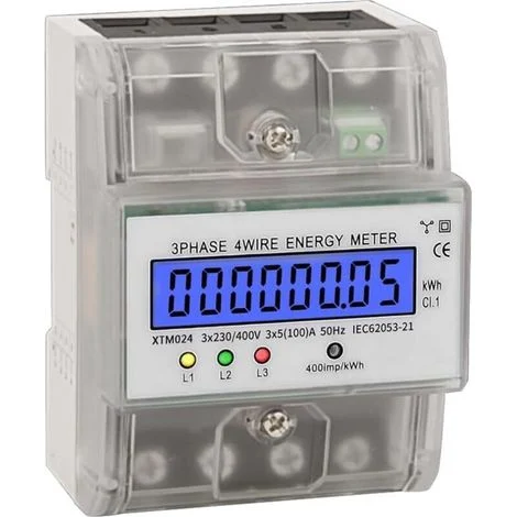 Contatore elettrico intelligente 5 100A trifase con display LCD digitale, visualizzazione del consumo energetico per la misurazione secondaria.