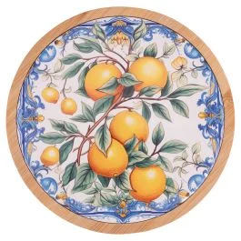 Mattonella decorativa in ceramica e bambù, decoro limoni, Fruit Life