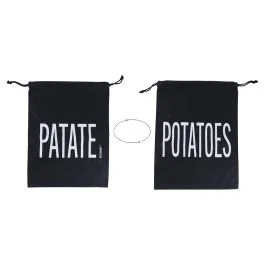 Sacchetto patate in cotone con laccetto, double face, nero, Bigismore