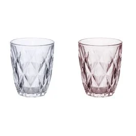 Set 2 bicchieri acqua 340 ml, trasparente e rosa, Celine Sibilla