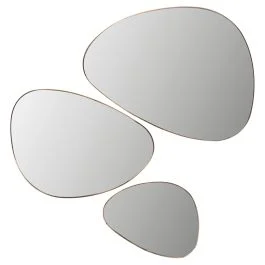 Set 3 specchi ovali, stile vintage glam, cornice oro, Sibilla